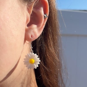 Homemade Daisy Flower and Sunflower Earrings - 925 Sterling Silver