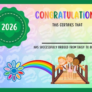 Girl Scout Daisy to Brownie Bridging Certificate