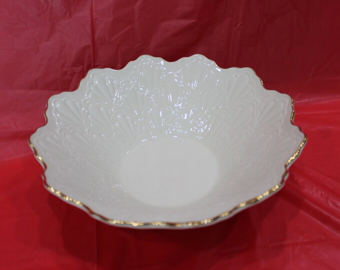 Vintage Lenox Jacquard Ivory Gold Trim Serving Dish Etsy