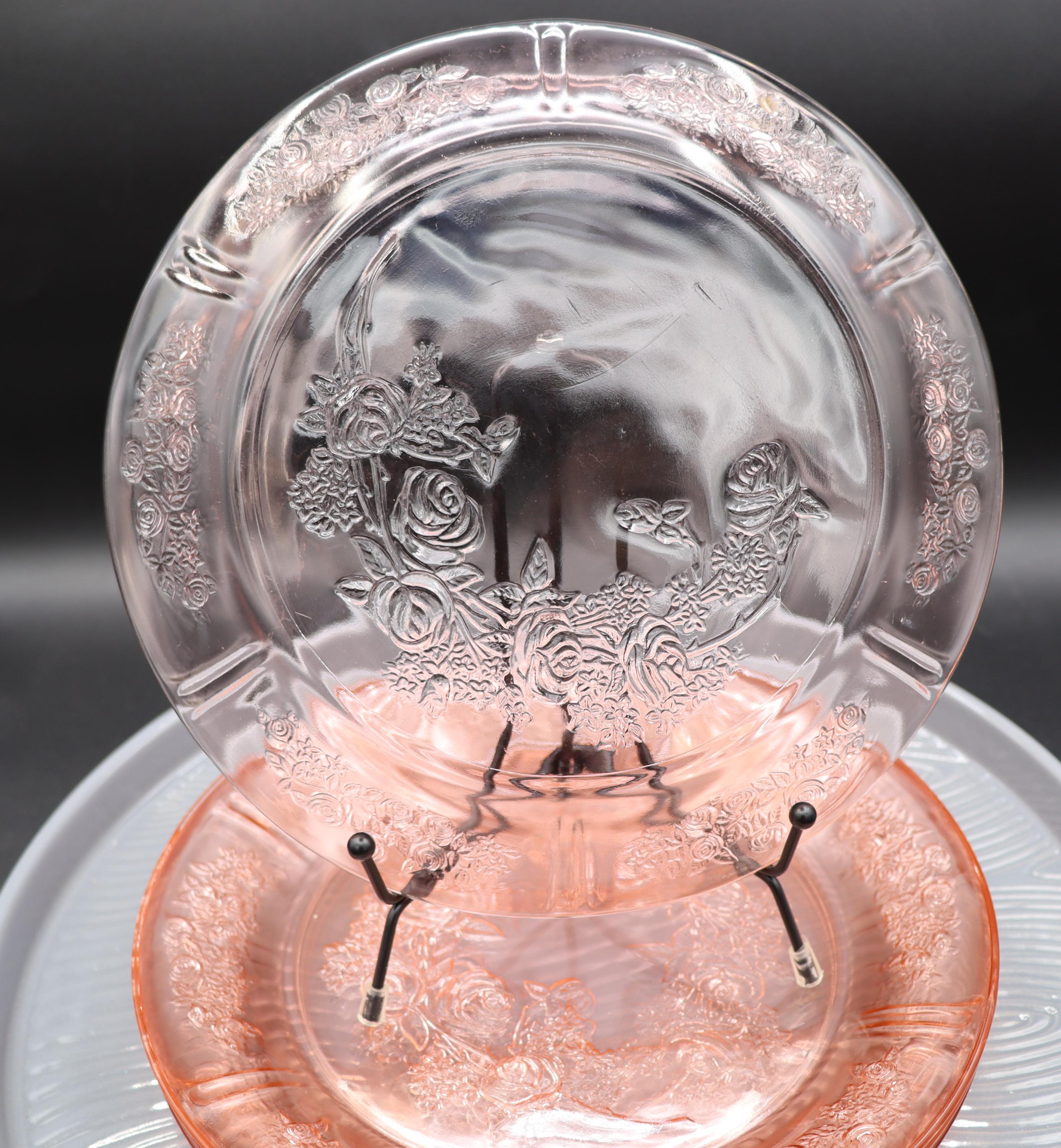 Vintage Federal Sharon Pink Depression Glass Dinner Plates Set of