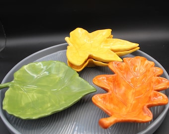 Dennis East Ceramic Leaf Bowls Food Safe Vintage Set of 4 Autumn Decor