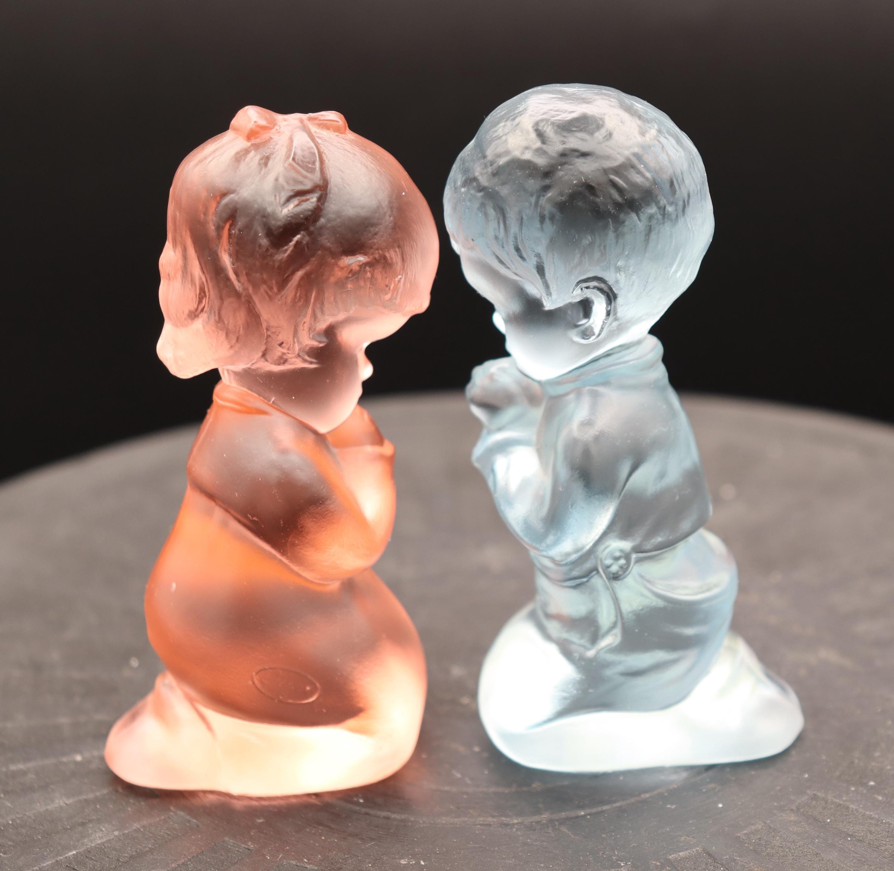ヴィンテージ フェントンガラス 祈る子供像 2体セット ベルベット