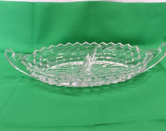 Vintage Fostoria American Divided Relish Canoe Oblong Dish with Handles