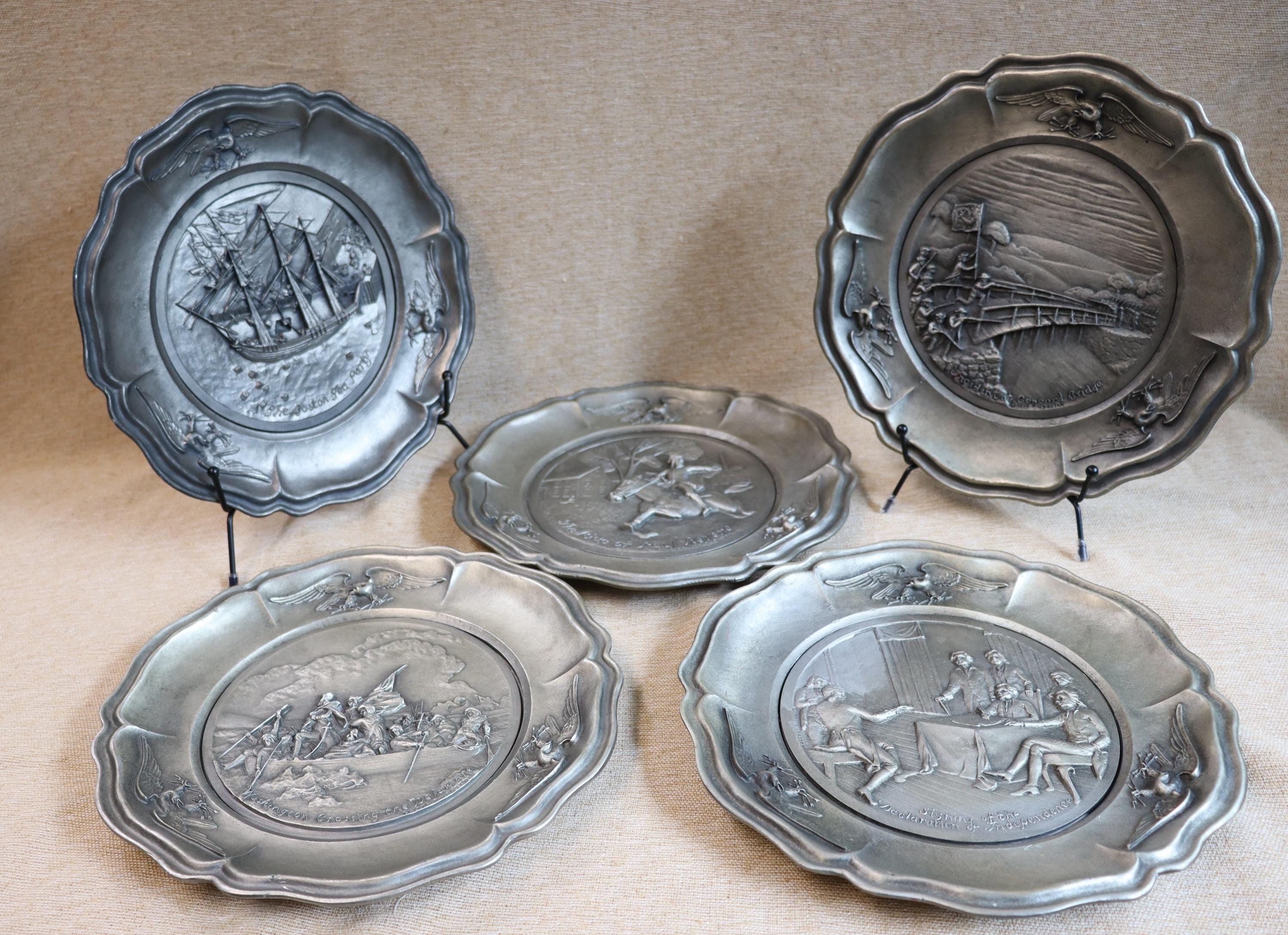 Vintage Worcester Pewter Bicentennial Plates: P.W. Baston, Set of