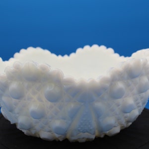 Vintage Kemple/McKee Prescut Milk Glass 8 Inch Bowl Scalloped Rim with Sawtooth Edge