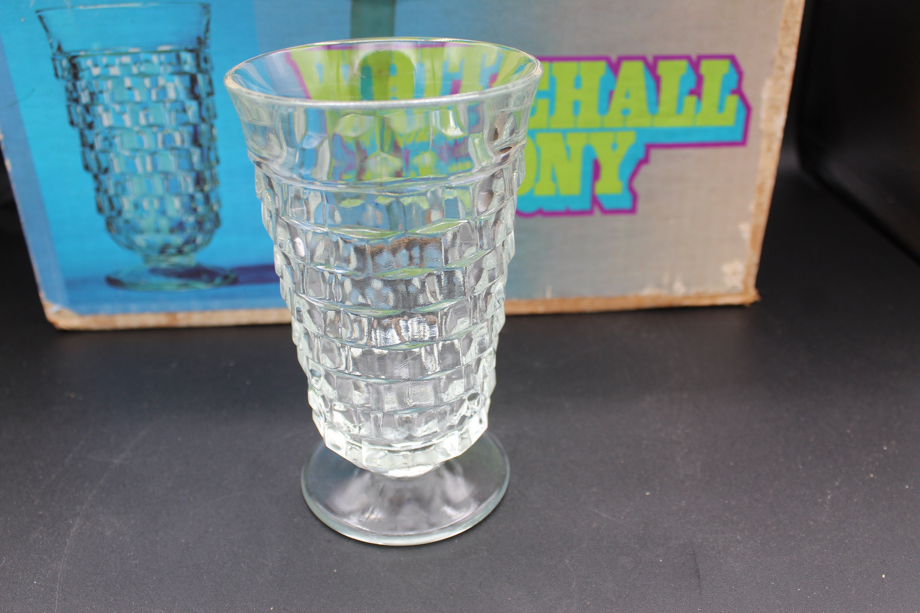 Vintage Whitehall by Colony #2060 Crystal (Clear) 14 Ounce Footed Glasses Cooler Set 0f 8 in Original Box