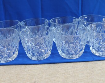 Vintage Anchor Hocking Crown Point Clear Glass Punch Cups Set of 8 Made in USA Teacups