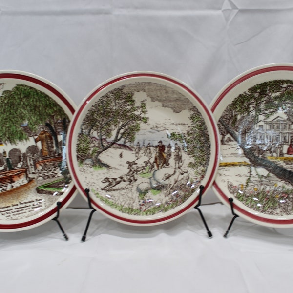 Choice of Vintage Vernon Kilns Plates "Bits of Old England", "Bits of the Old South" or "Mission San Fernando Rey" Crafted from Engravings