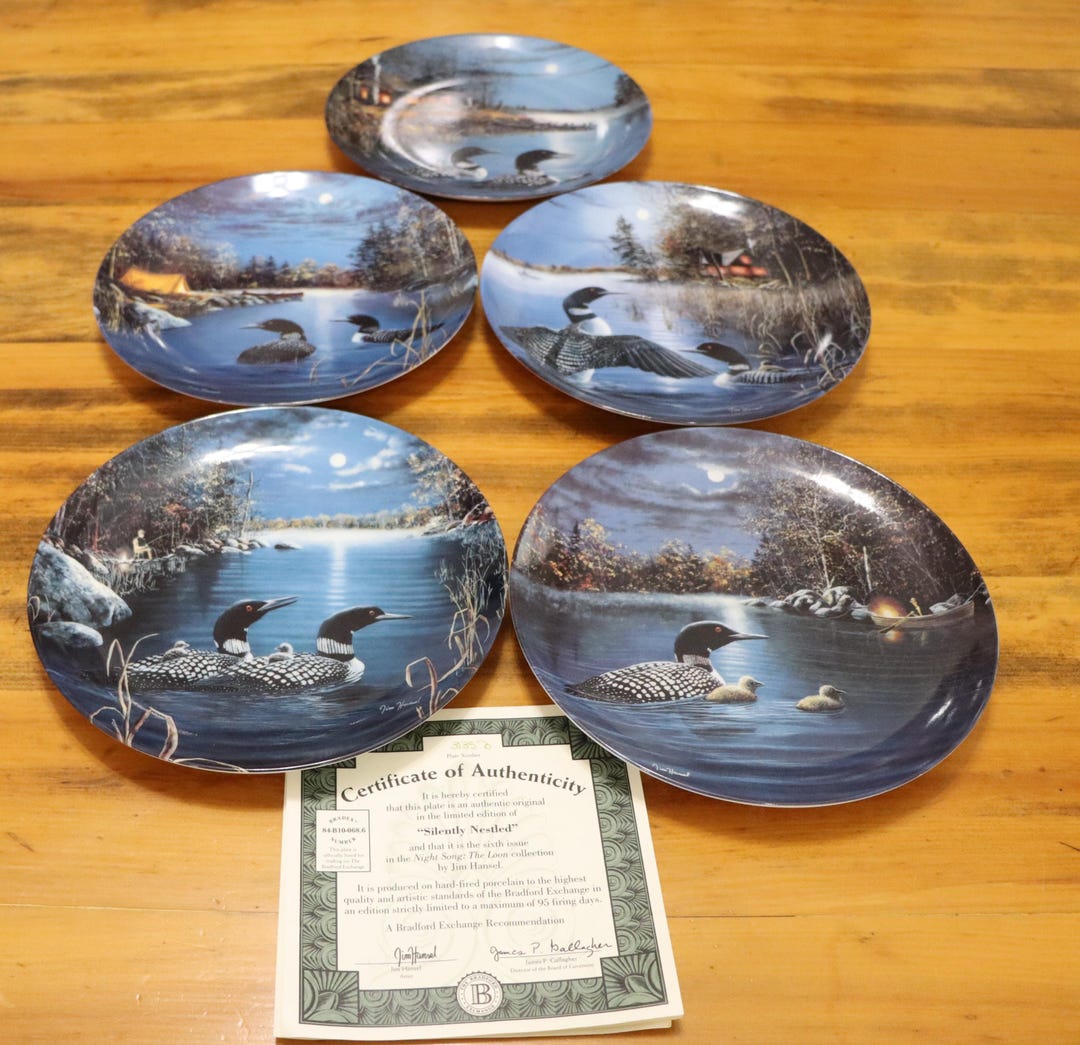 Vintage Porcelain Bradford Exchange Night Song: the Loon Collector ...