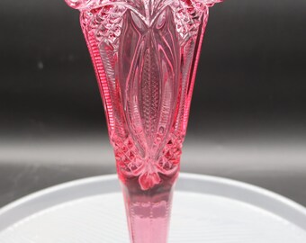 Vintage Dalzell-viking Press/ Blown Pink and Clear Glass Footed