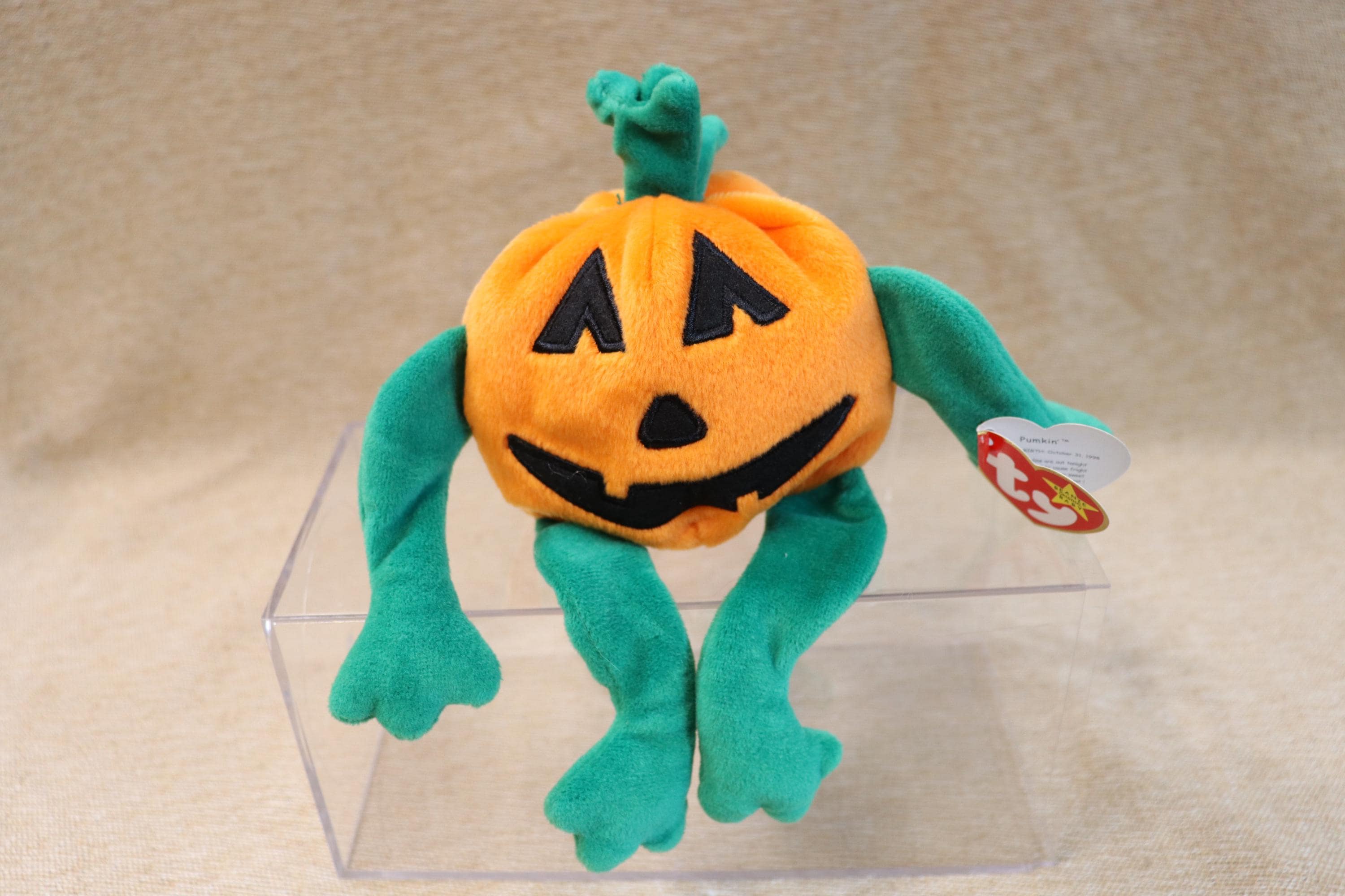 Vintage Ty Original Beanie Baby Pumkin Birthday October 31, 1998