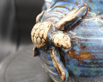 Vintage Hand-crafted Pottery Jason Stokes Sea Turtle Sculpted 48