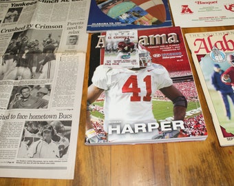 Alabama Football Game Books 1985 Aloha Bowl w/ Banquet Program, 1990 Alabama/Southern Miss, and 2005 Alabama/Florida with Ticket Stubs