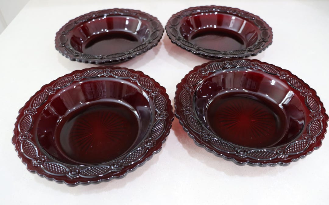 Vintage Avon Cape Cod Ruby Red Glass Soup/ Cereal Bowls Set of 4 - Etsy