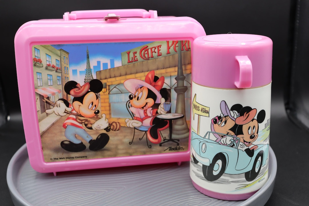 Vintage Disney Mickey Mouse and Minnie Mouse Paris Pink Plastic