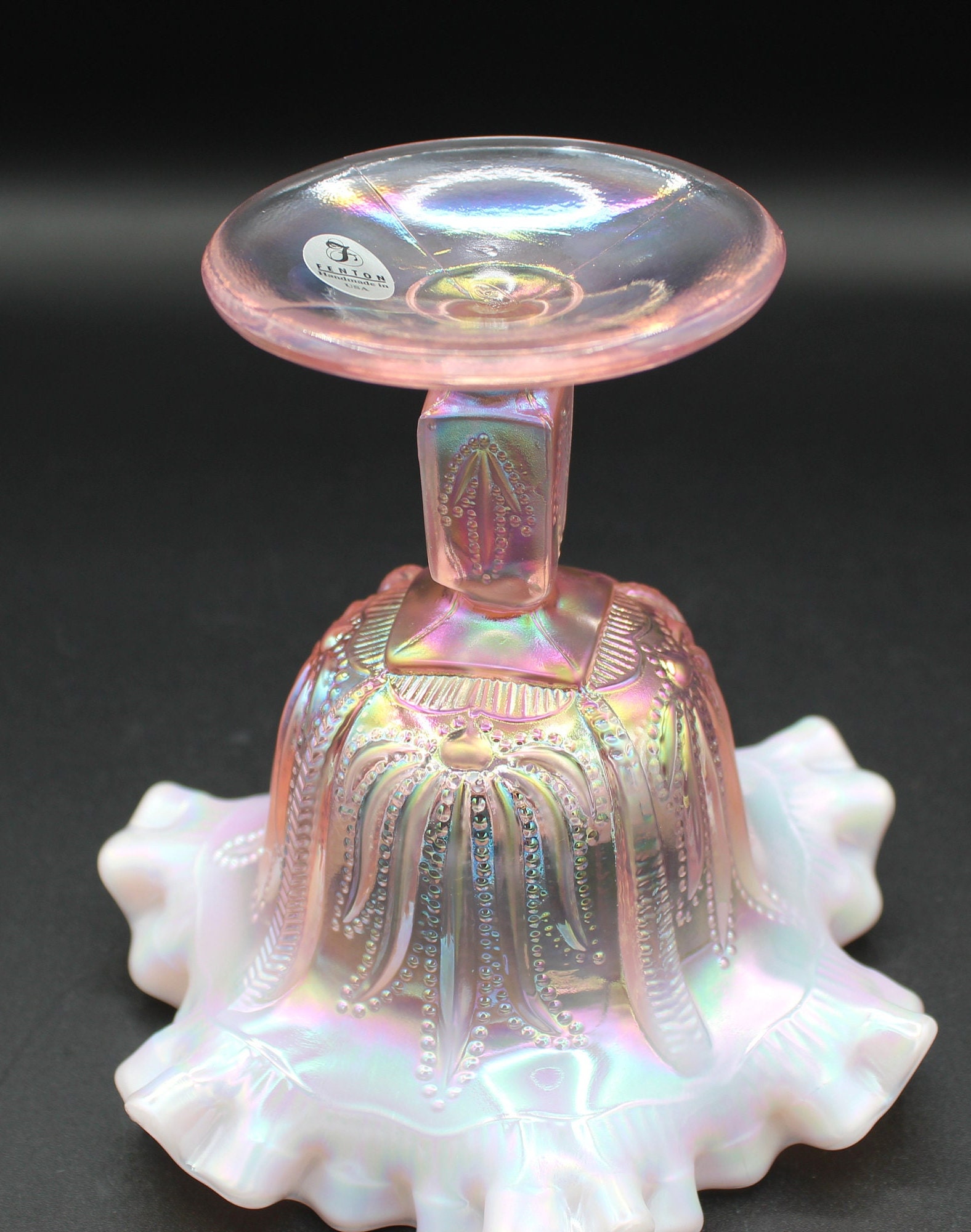 ヴィンテージ フェントン ピンク オパールセント フリル スクエア