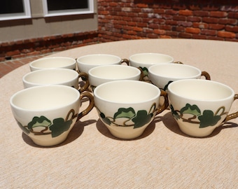 Vintage Poppytrails by Metlox California Ivy Flat Cup Set of 8 Made in USA