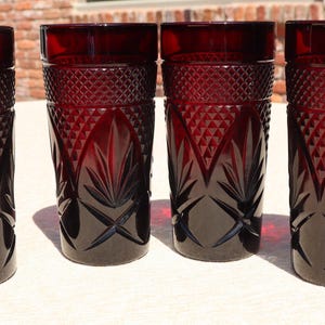 Vintage Cristal D'arques-Durand "Antique Ruby" Cooler Glasses Set of 4