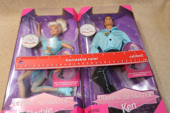 Vintage Mattel Olympic Skater Barbie and Olympic Skater Ken 1998