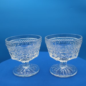Pair of Vintage Anchor Hocking Wexford Clear Glass 7 Ounce Sherbet Bowls
