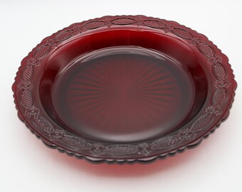 Vintage Avon Cape Cod 1876 Collection Ruby Red Pie Plate Made in USA