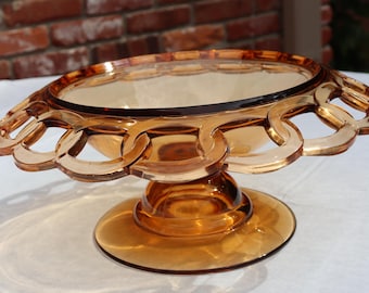 Antique Fostoria Amber Glass Footed Console Bowl #2333 *See Description*