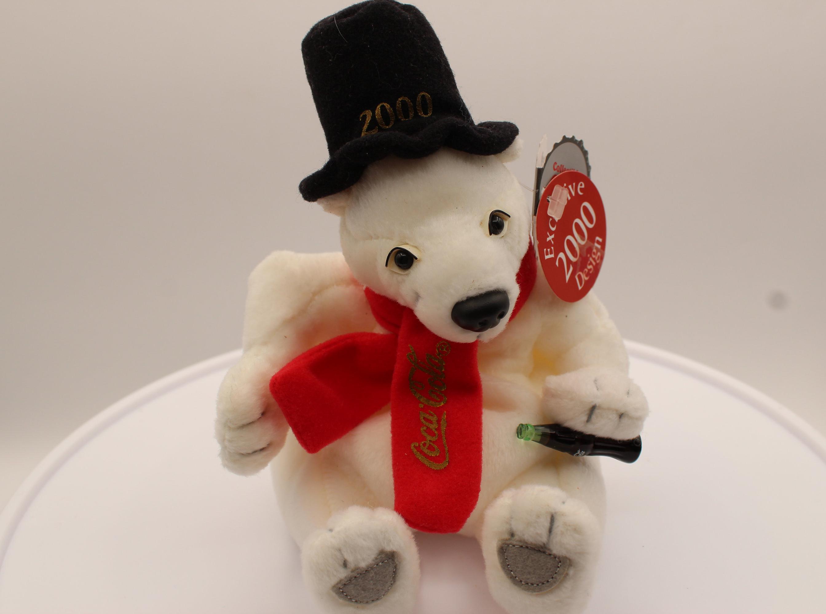 Vintage Coca-cola Plush Polar Bear in a 2000 Hat Style #0277 