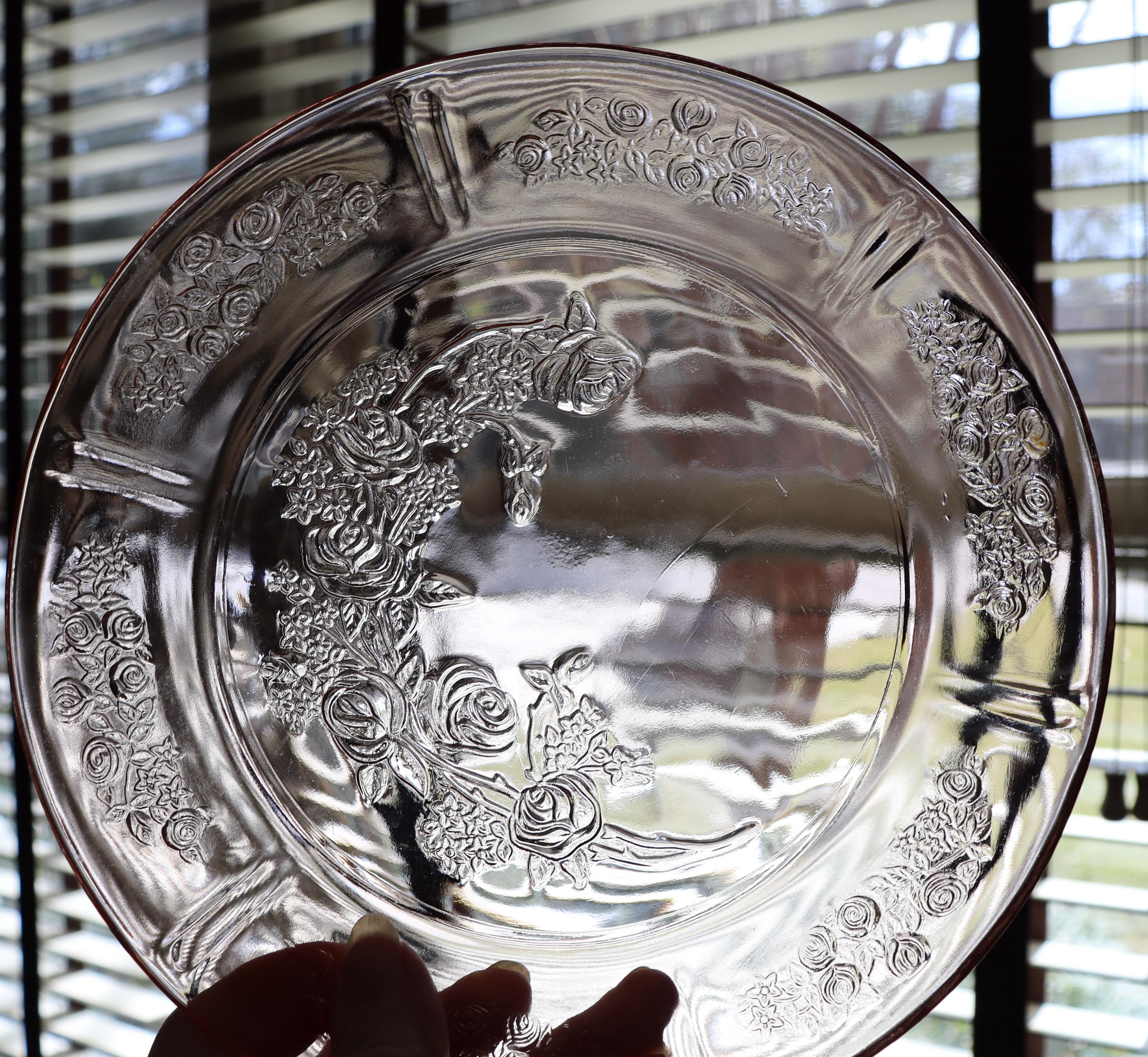 Vintage Federal Sharon Pink Depression Glass Dinner Plates Set of