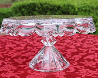 Vintage Crystal Clear Industries Portico Cake Stand