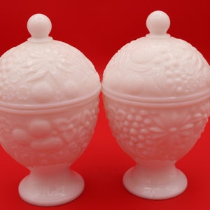 Pair of Vintage Avon White Milk Glass Candles No Candles