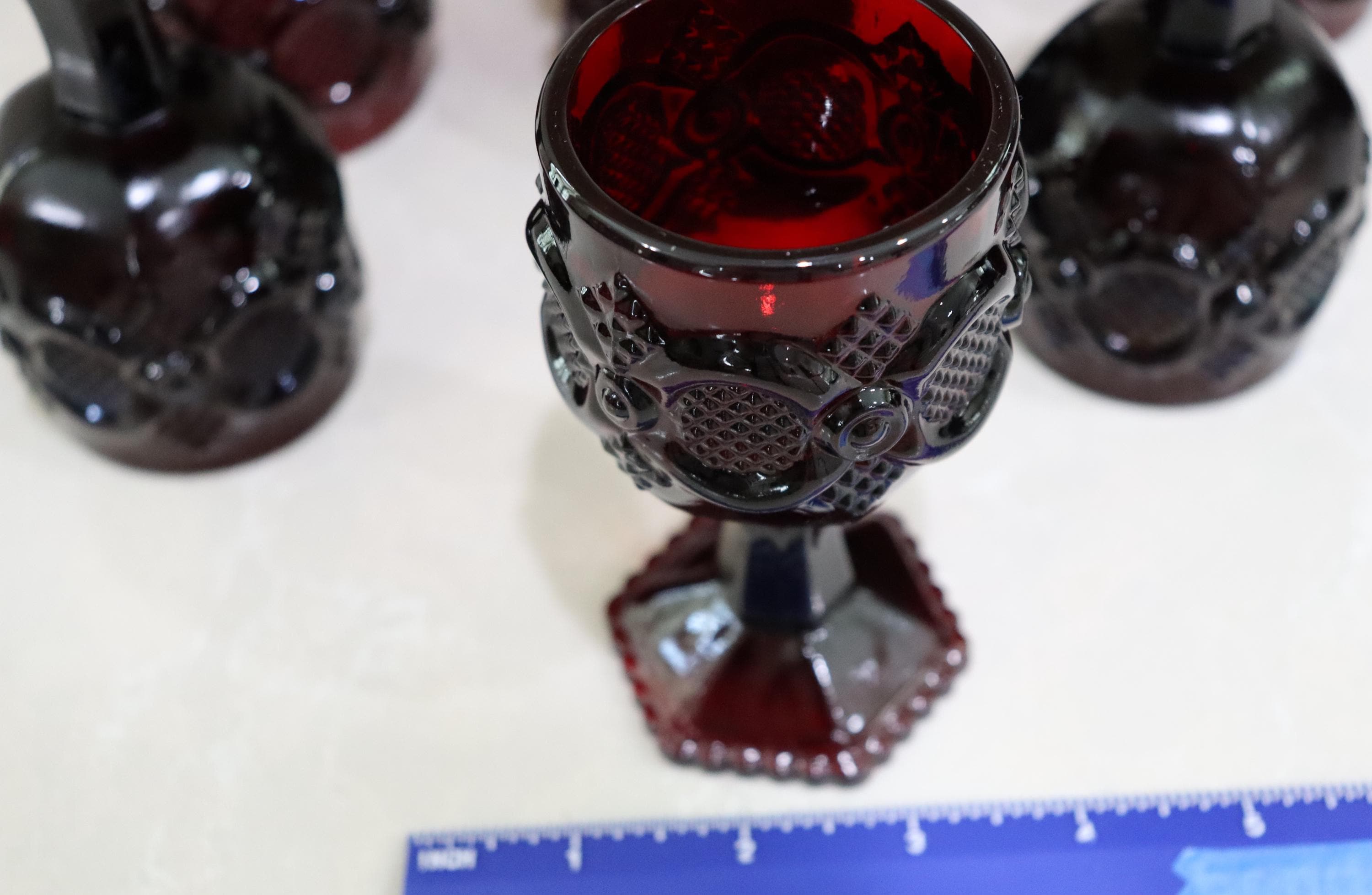 エイボン 1876ケープコッドガラス ルビーレッド AVON 3点セット