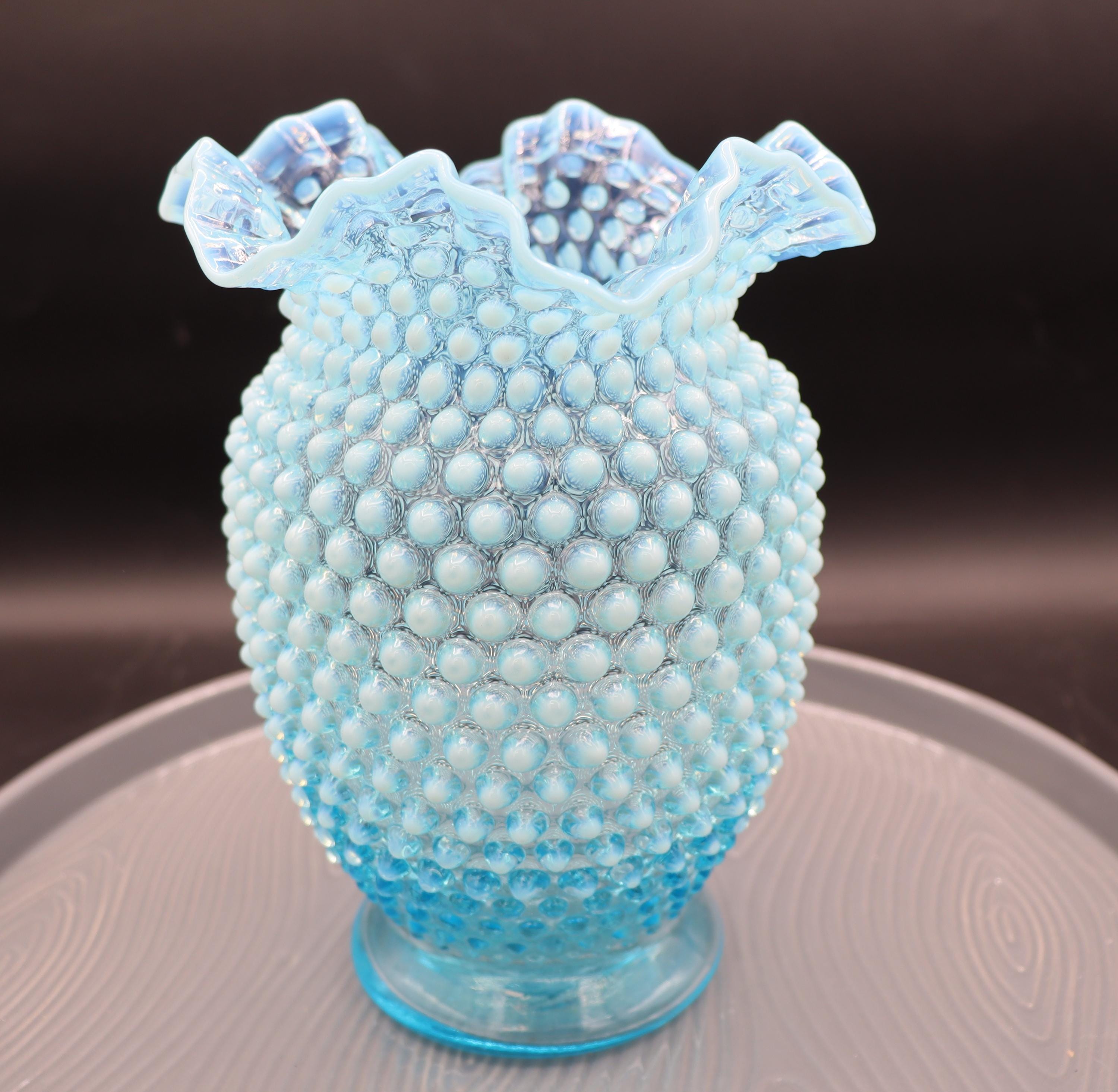 Vintage Fenton Blue French Opalescence Hobnail 8