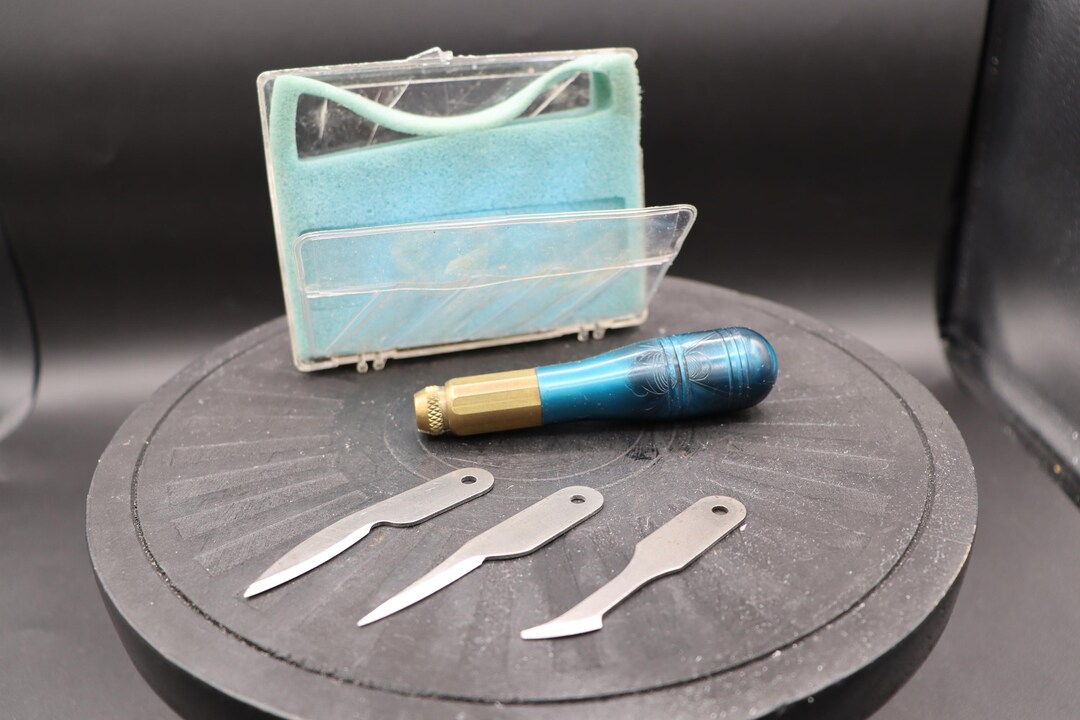 Vintage Warren Carving Whittling Blue Handle and 3 Blade Set - Etsy