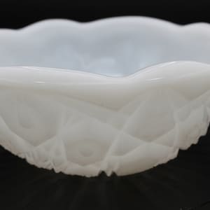 Vintage Toltec by McKee 8&quot; Milk Glass Bowl Hobstar and Arches
