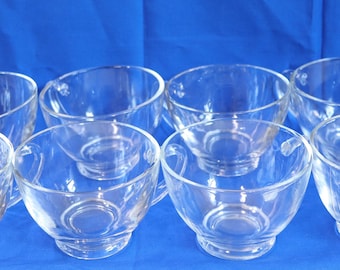 Vintage Anchor Hocking Clear Glass Footed Punch Cups Set of 8 Made in USA