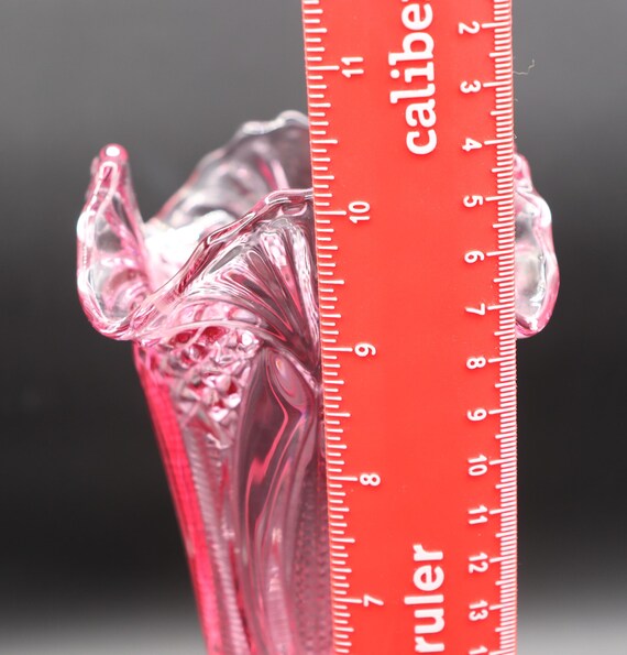 Stylebuilt ヴィンテージ ガラス ローズ柄 ボトル (#2601) Vintage Dalzell-viking Press/ Blown Pink and Clear Glass Footed