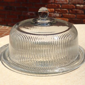 Vintage Jeannette Anniversay Cake Plate w/ Anchor Hocking Monaco Dome