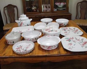 Mikasa Silk Flowers Octagon Serving Pieces F3003 *See Description for Options* Platters, Tureen, Casseroles, Quiche, Veggie Bowls Vintage