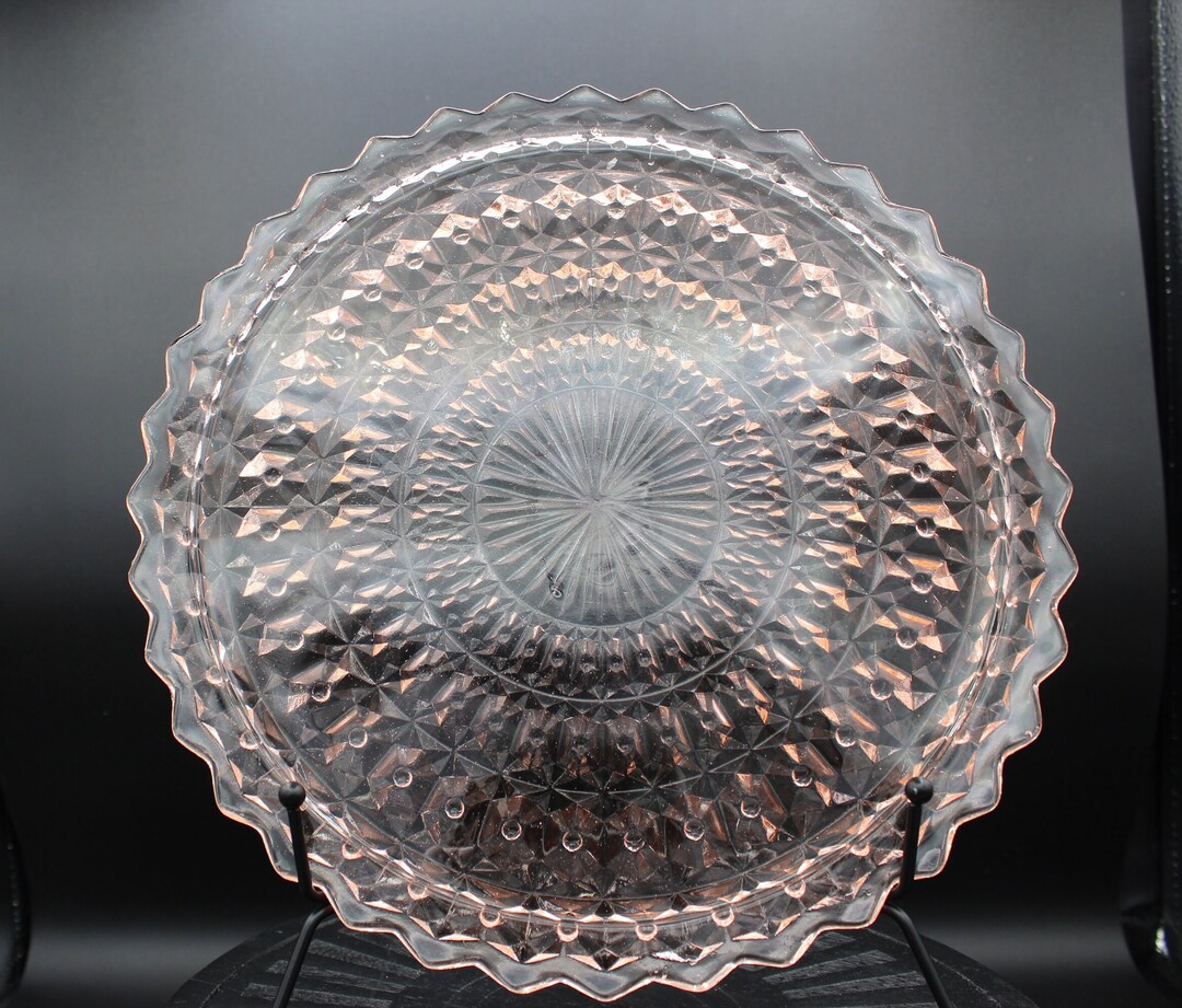 Vintage Jeannette Holiday Button and Bows Pink Depression Glass 10 ...