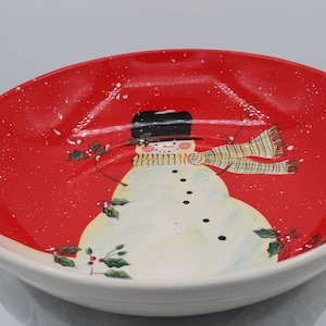 Vintage Susan Winget Certified International Large Snowman Servin Pasta Bowl 13"