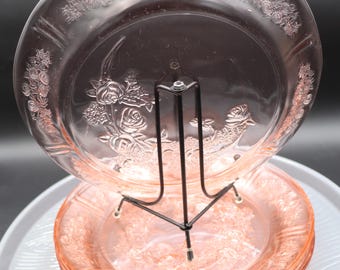Vintage Federal Sharon Pink Depression Glass Dinner Plates Set of