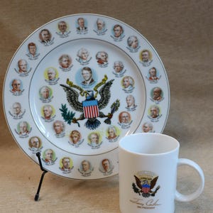 Vintage Jimmy Carter Commemorative Plate & Mug Set: Patriotic Americana