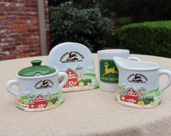 Vintage Assortment of Ceramic John Deere Kitchen Tableware