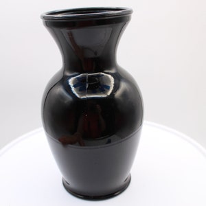 Black Blown Glass 7 1/4&quot; Vase Molded Blown Vintage
