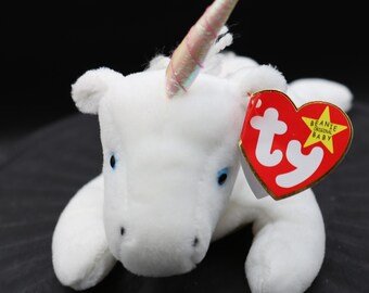 Ty Original Beanie Baby Mystic the Unicorn Iridescent Horn and Coarse Mane with Showcase Box