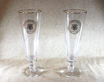 Pair of Vintage Presidential Pilsner Glasses Dwight D. Eisenhower
