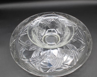 Vintage Anchor Hocking Swirl Dual Purpose Chip and Dip or Cake Platter