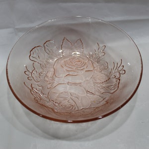 Vintage Firna Indonesien Rosa Glas Rosenmuster Pressglas Kleine Servierschüssel