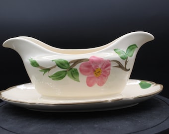 Vintage Franciscan Desert Rose Gravy Boat with Attached Underplate Made in England
