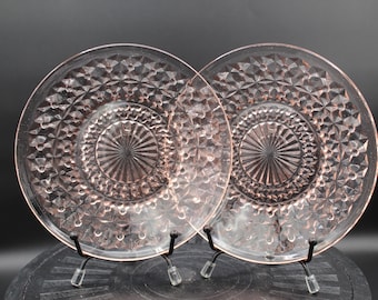 Vintage Jeannette Pink Depression Glass Holiday Bread and Butter Plates Set of 3